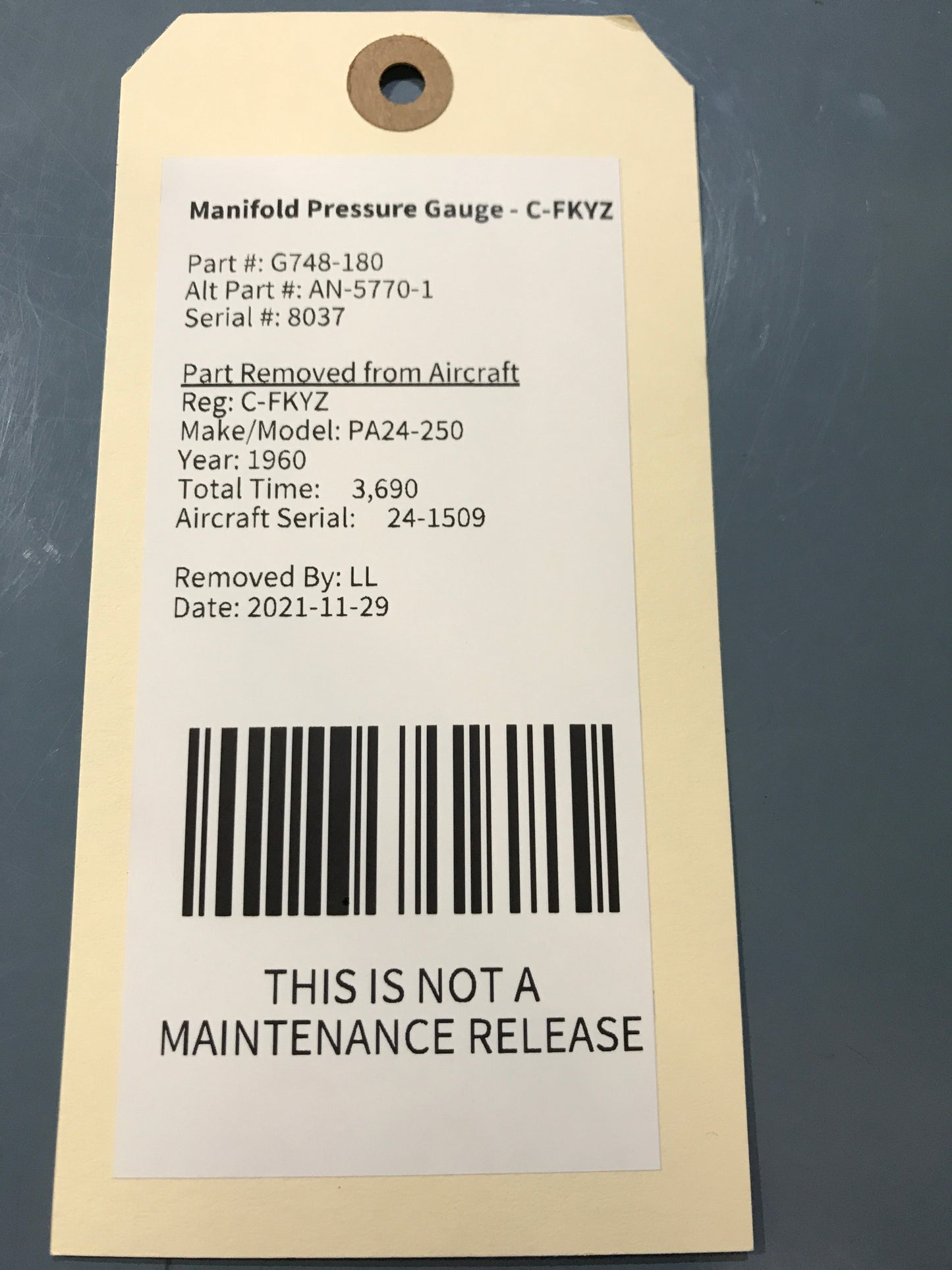 Manifold Pressure Gauge - C-FKYZ