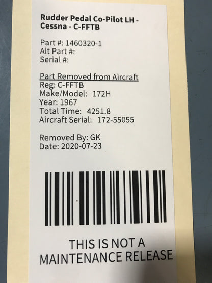 Rudder Pedal Co-Pilot LH - Cessna - C-FFTB