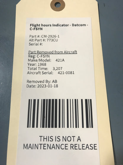 Flight hours Indicator - Datcom - C-FSYN