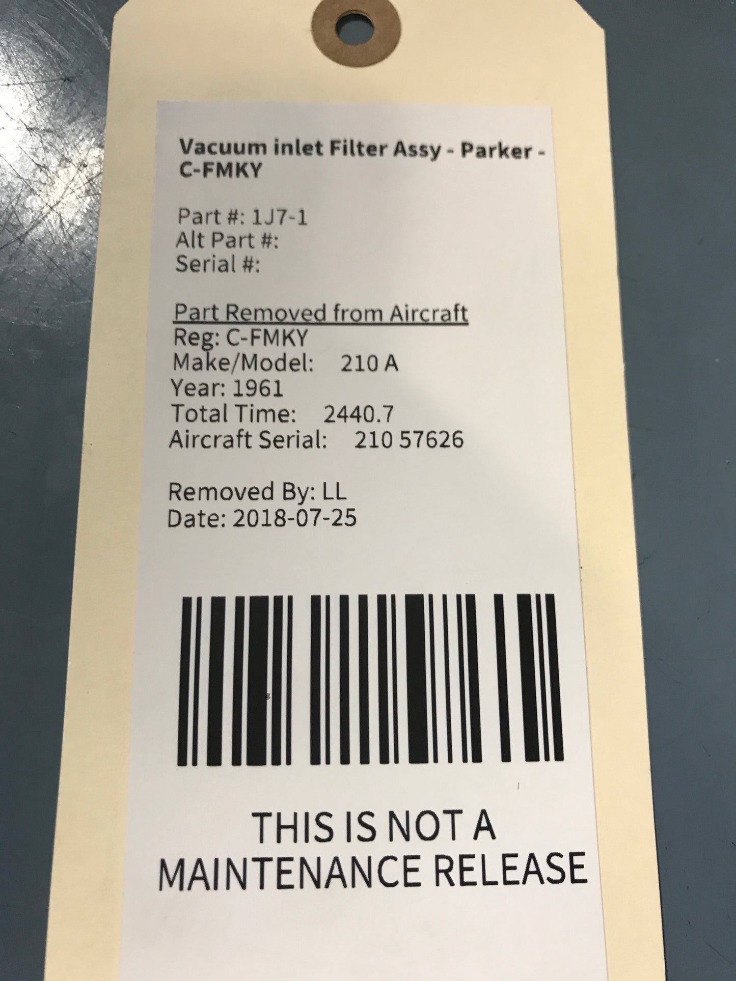 Vacuum inlet Filter Assy - Parker - C-FMKY