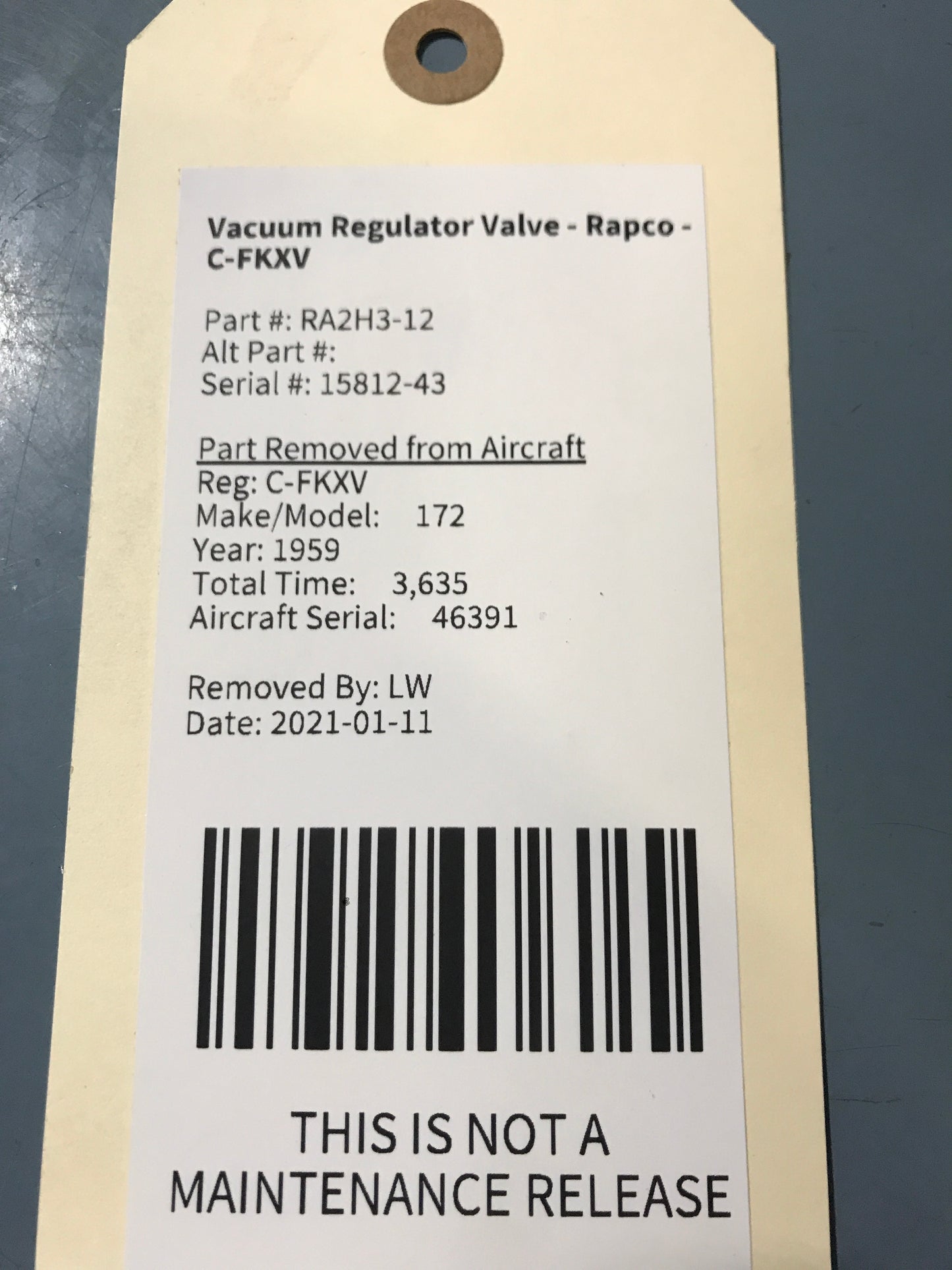 Vacuum Regulator Valve - Rapco - C-FKXV