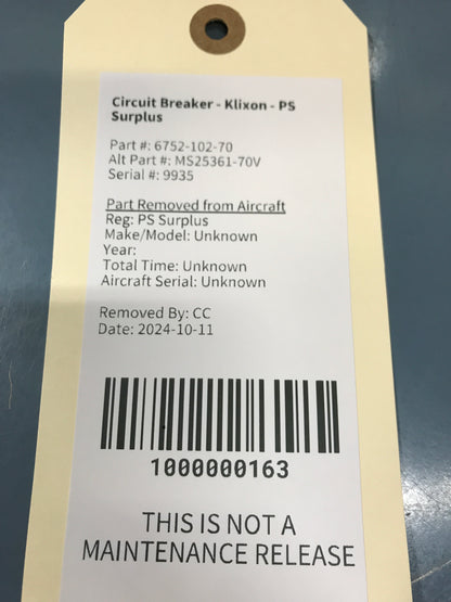 Circuit Breaker - Klixon - PS Surplus