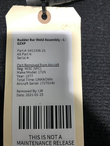 Rudder Bar Weld Assembly - C-GZXP