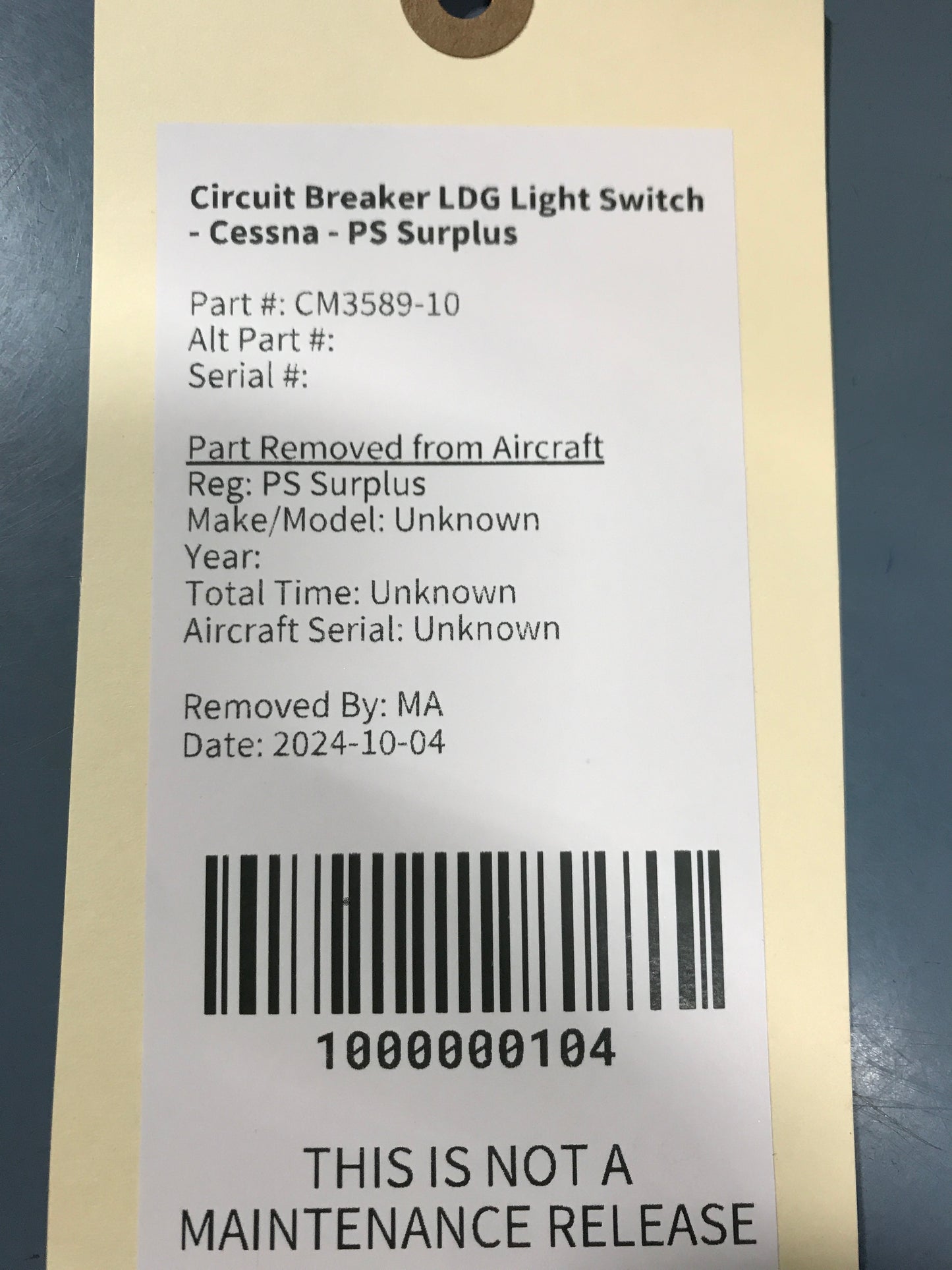 Circuit Breaker LDG Light Switch - Cessna - PS Surplus