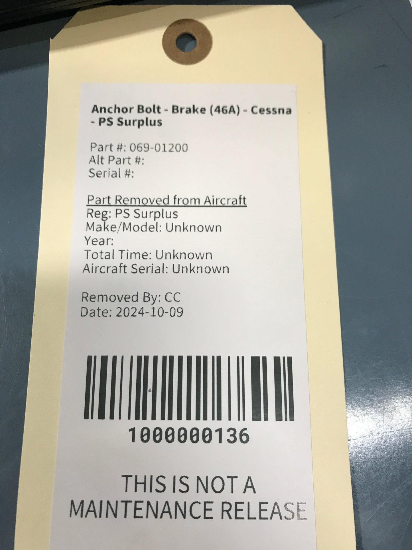 Anchor Bolt - Brake (46A) - Cessna - PS Surplus