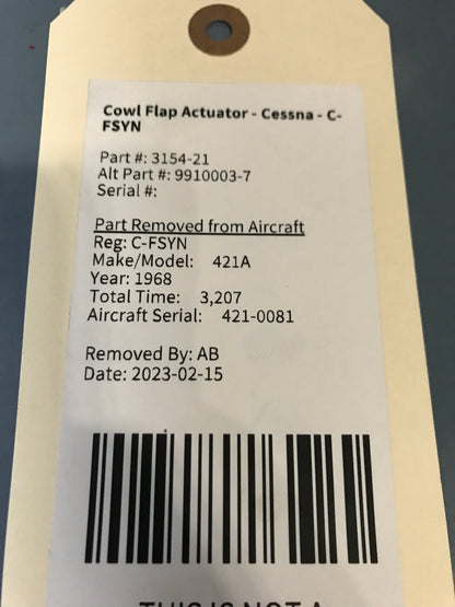 Cowl Flap Actuator - Cessna - C-FSYN