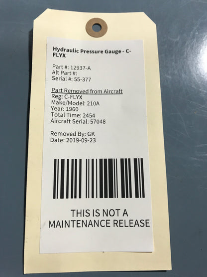 Hydraulic Pressure Gauge - Cessna - C-FLYX