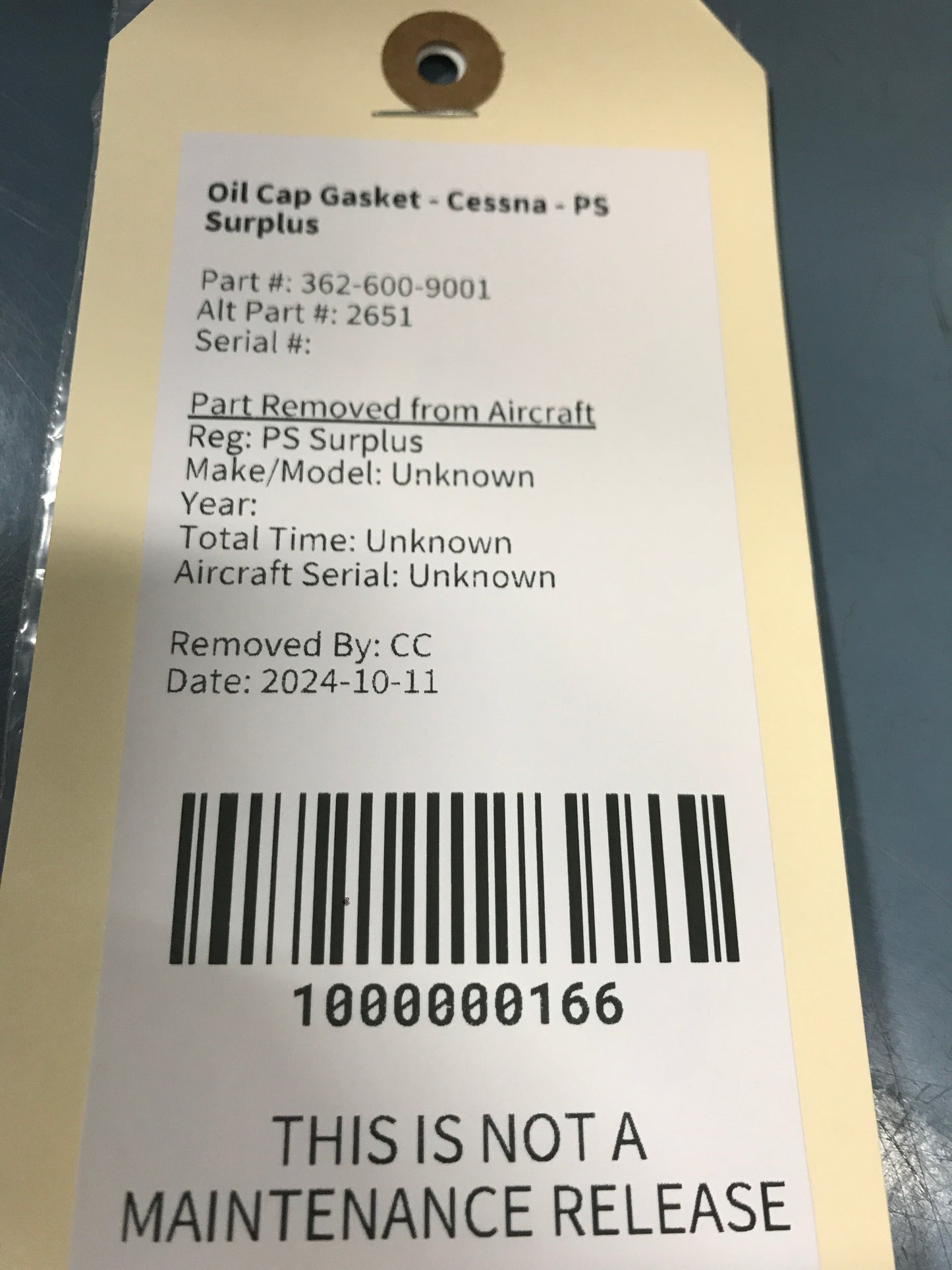 Oil Cap Gasket - Cessna - PS Surplus