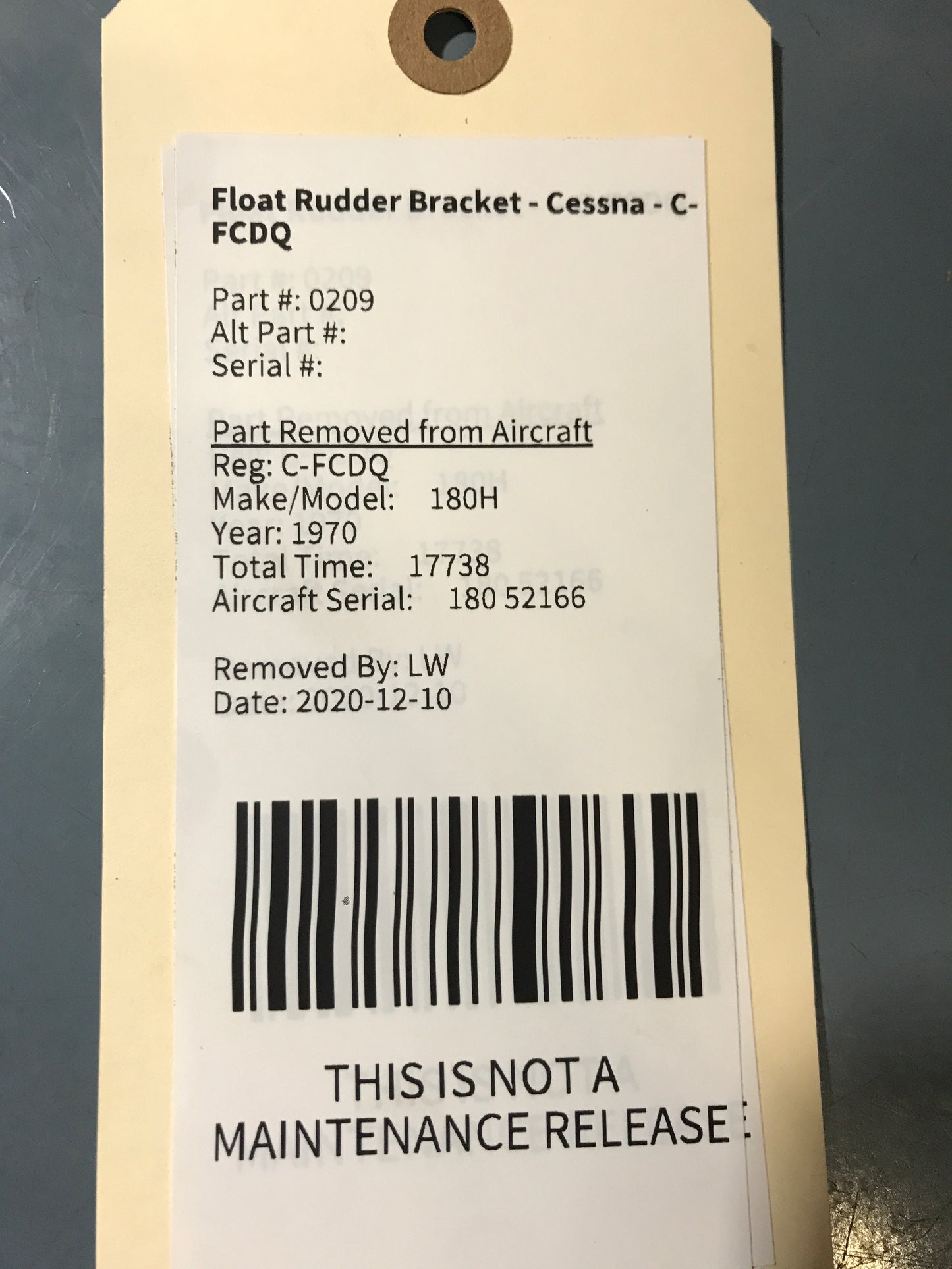 Float Rudder Bracket - Cessna - C-FCDQ