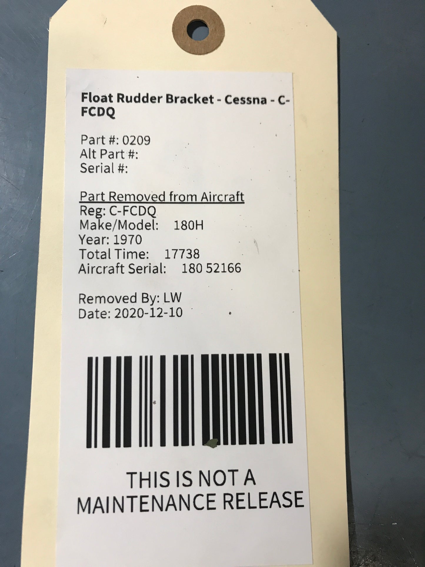 Float Rudder Bracket - Cessna - C-FCDQ