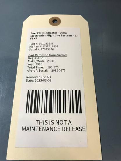 Fuel Flow Indicator - Ultra Electronics Flightline Systems - C-FSKF