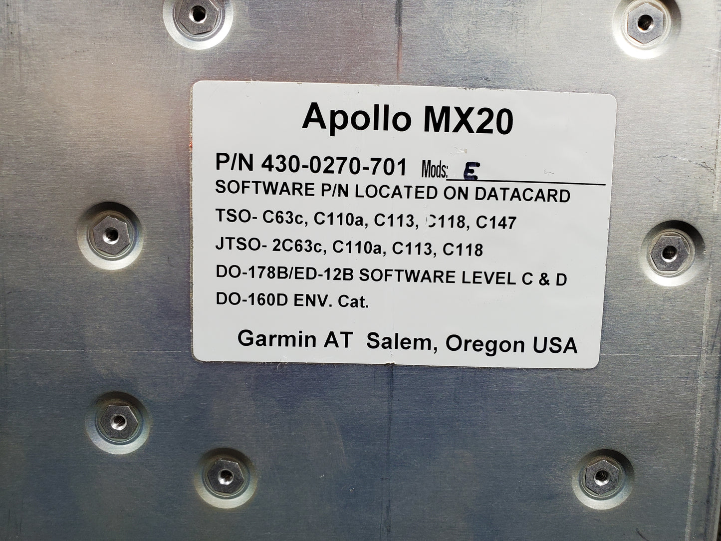 Apollo MX20 - Garmin - C-FSYN