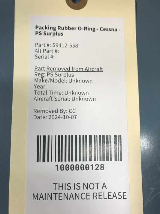 Packing Rubber O-Ring - Cessna - PS Surplus