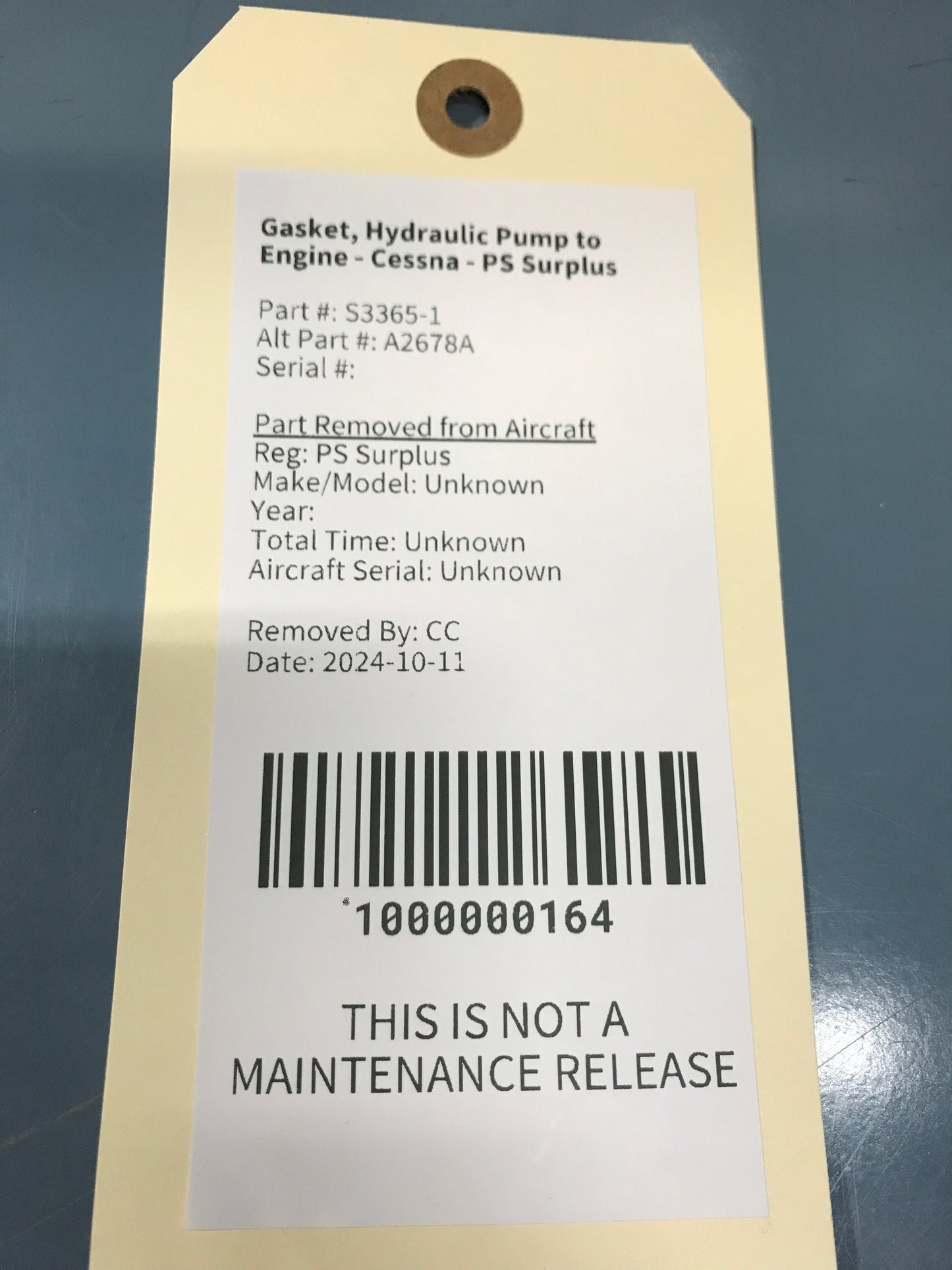 Gasket, Hydraulic Pump to Engine - Cessna - PS Surplus