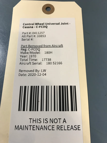 Control Wheel Universal Joint - Cessna - C-FCDQ