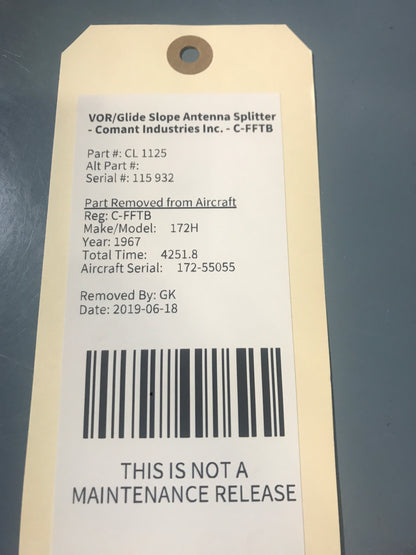 VOR/Glide Slope Antenna Splitter - Comant Industries Inc. - C-FFTB