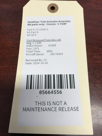 Stabilizer Trim Actuator Assembly RH parts only - Cessna - C-FZRF