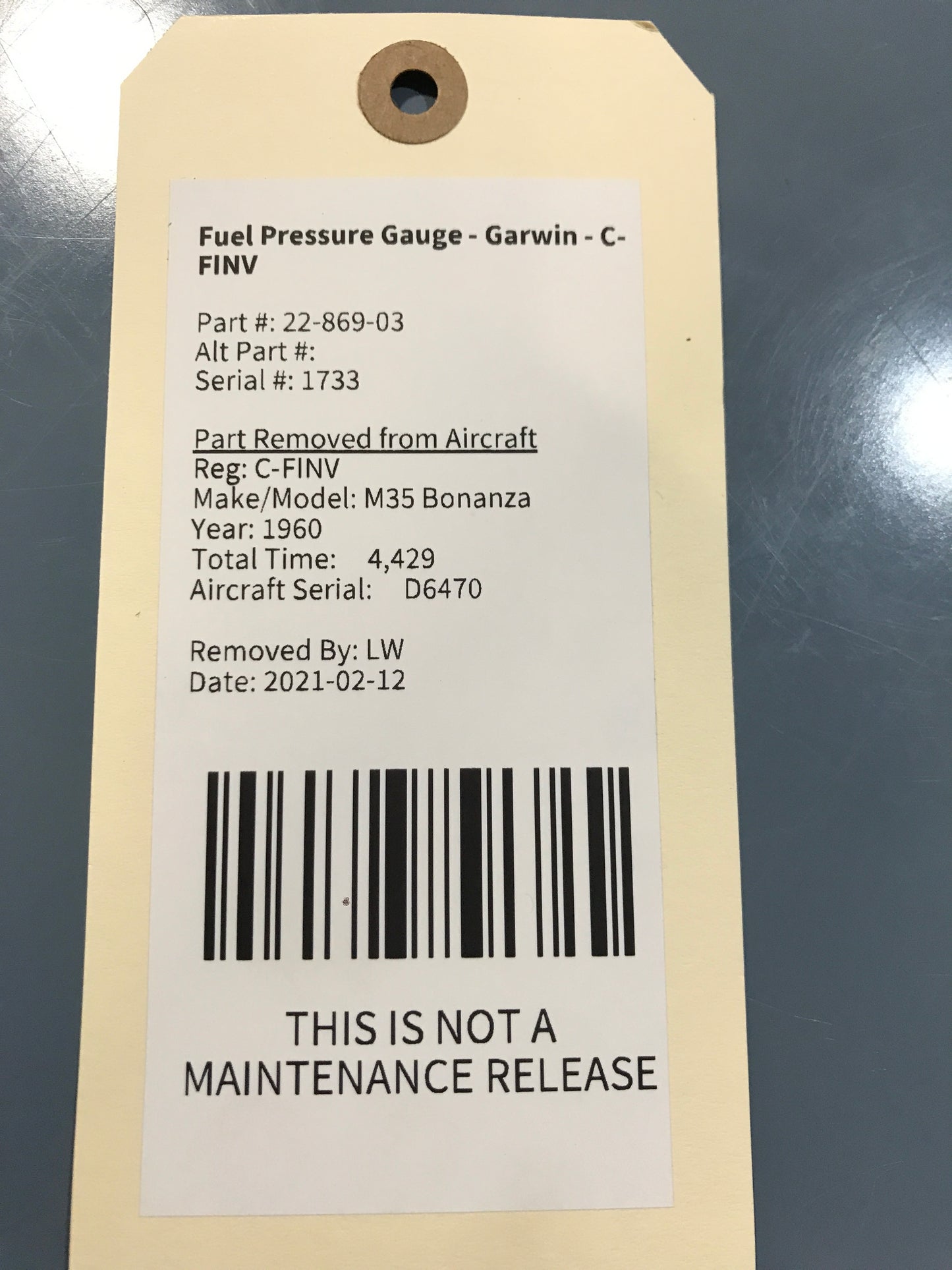 Fuel Pressure Gauge - Garwin - C-FINV