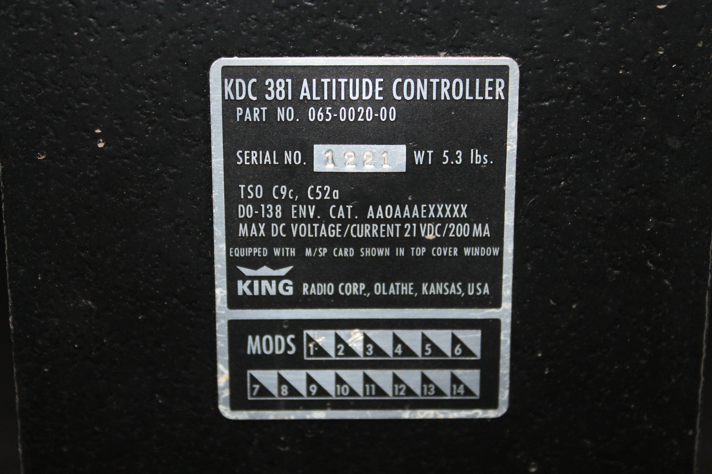 KFC 300 - KDC 381 Altitude Controller - I-CODE (#065-0020-00)