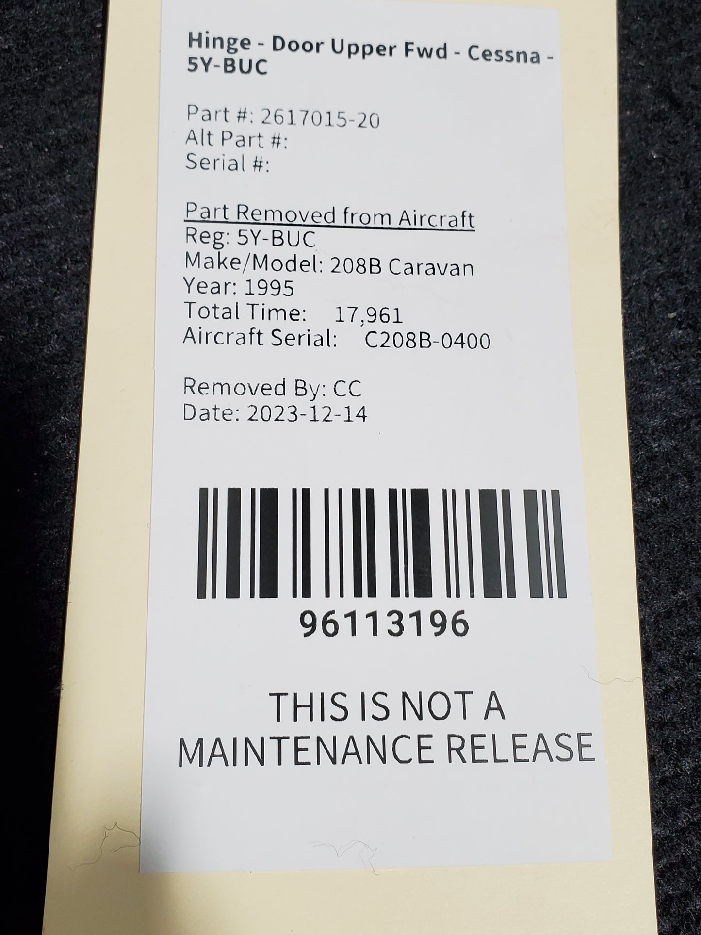 Hinge - Door Upper Fwd - Cessna - 5Y-BUC