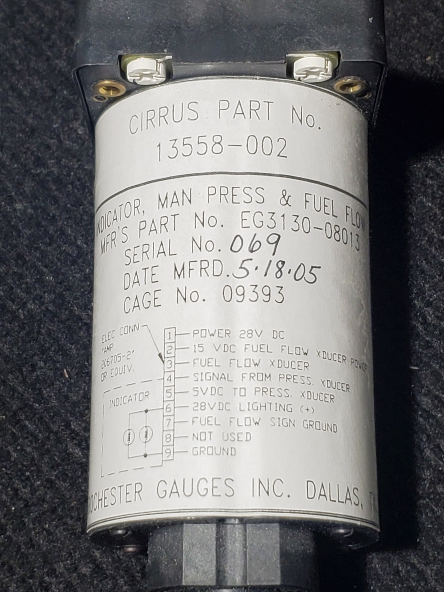 Manifold Pressure and Fuel Flow Indicator - Rochester Gauges - C-GDJL