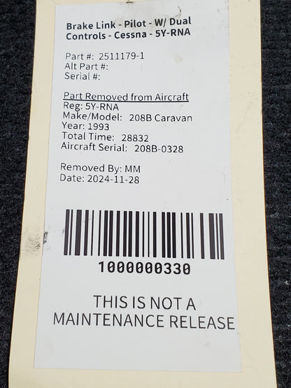 Brake Link - Pilot - W/ Dual Controls - Cessna - 5Y-RNA