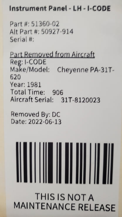 Instrument Panel - LH - I-CODE