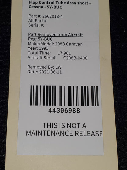Flap Control Tube Assy short - Cessna - 5Y-BUC