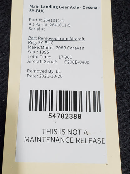 Main Landing Gear Axle - Cessna - 5Y-BUC