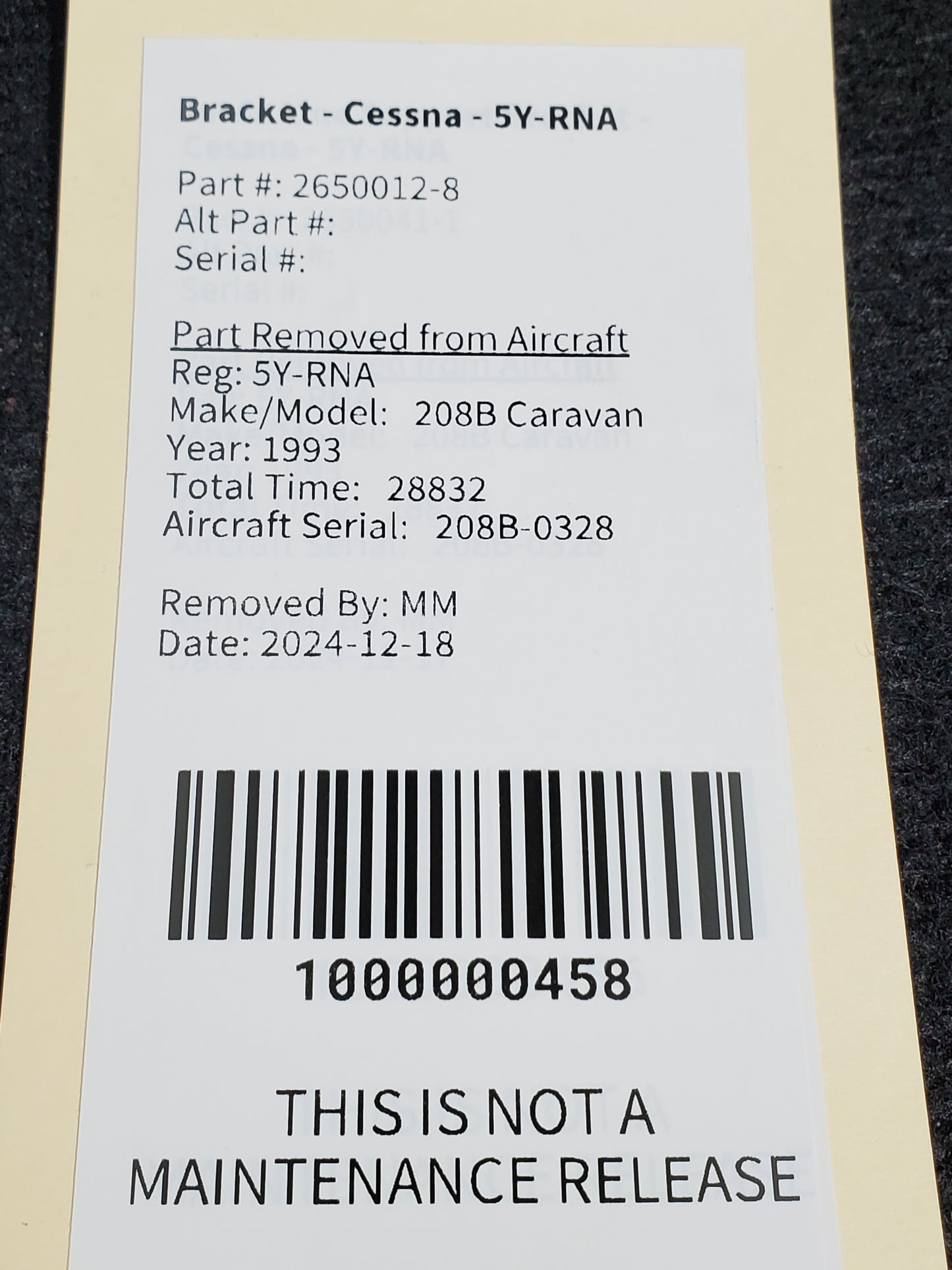 Bracket - Cessna - 5Y-RNA