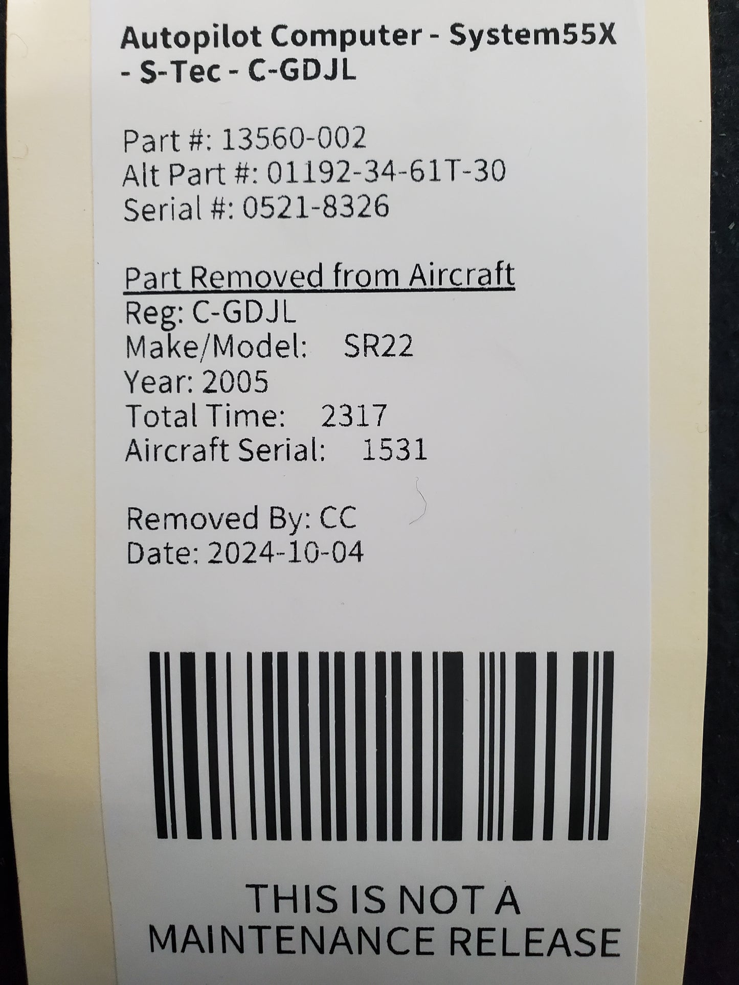 Horizon Reference Indicator - Cirrus - Goodrich - C-GDJL