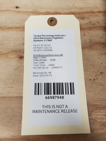 Torque Percentage Indicator - Ultra Electronics Flightline Systems -C-FSKF