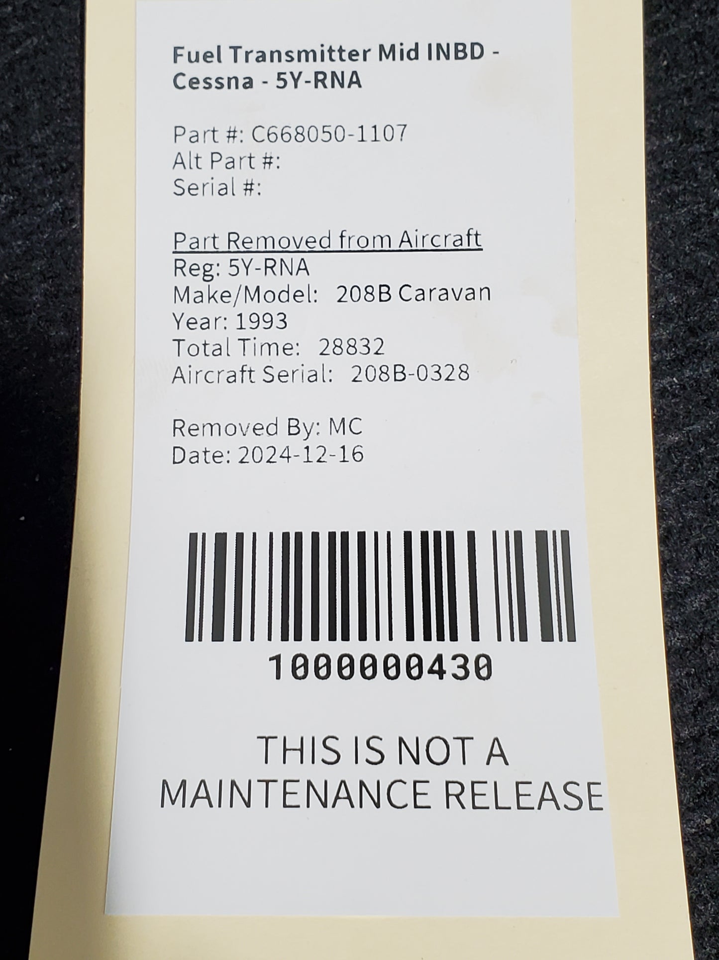 Fuel Transmitter Mid INBD - Cessna - 5Y-RNA